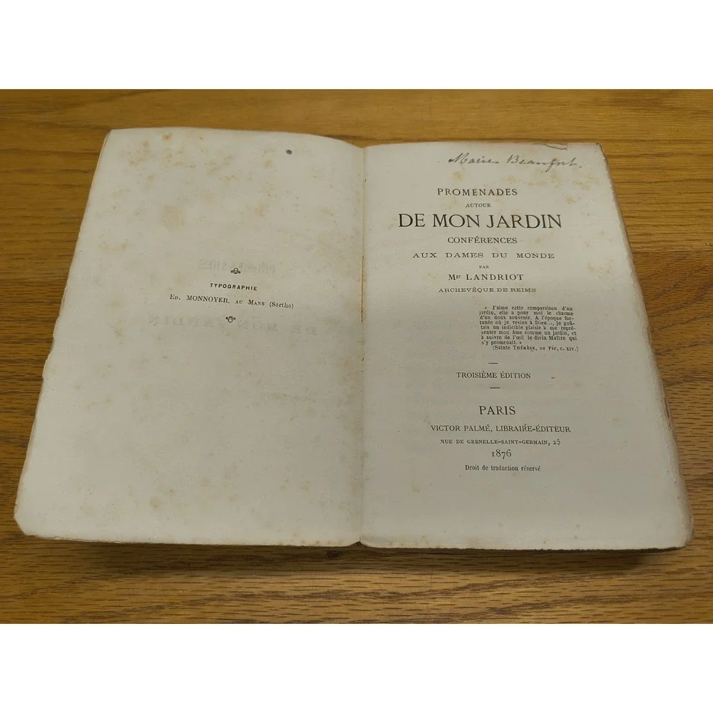 1876.Promenades autour de mon‎ jardin.conférences aux dames.Landriot